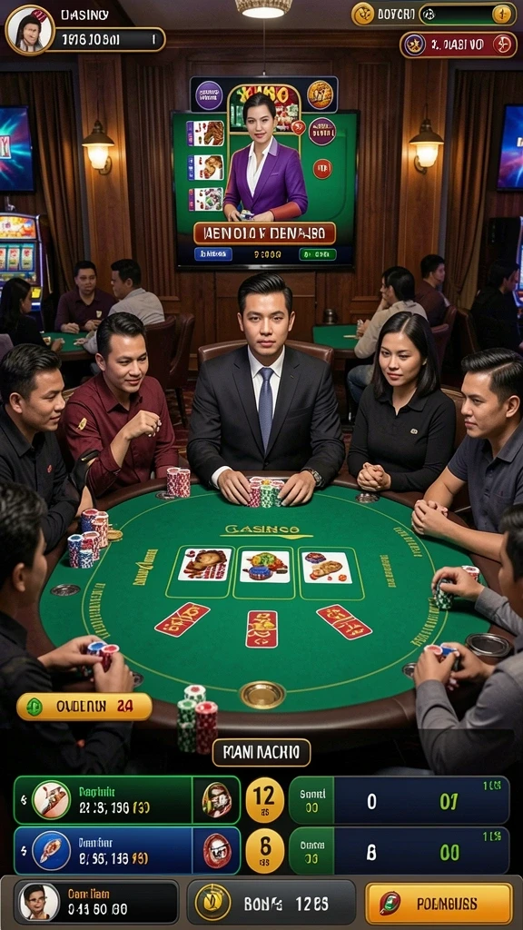 Lingkungan game yang penuh warna dan detail.